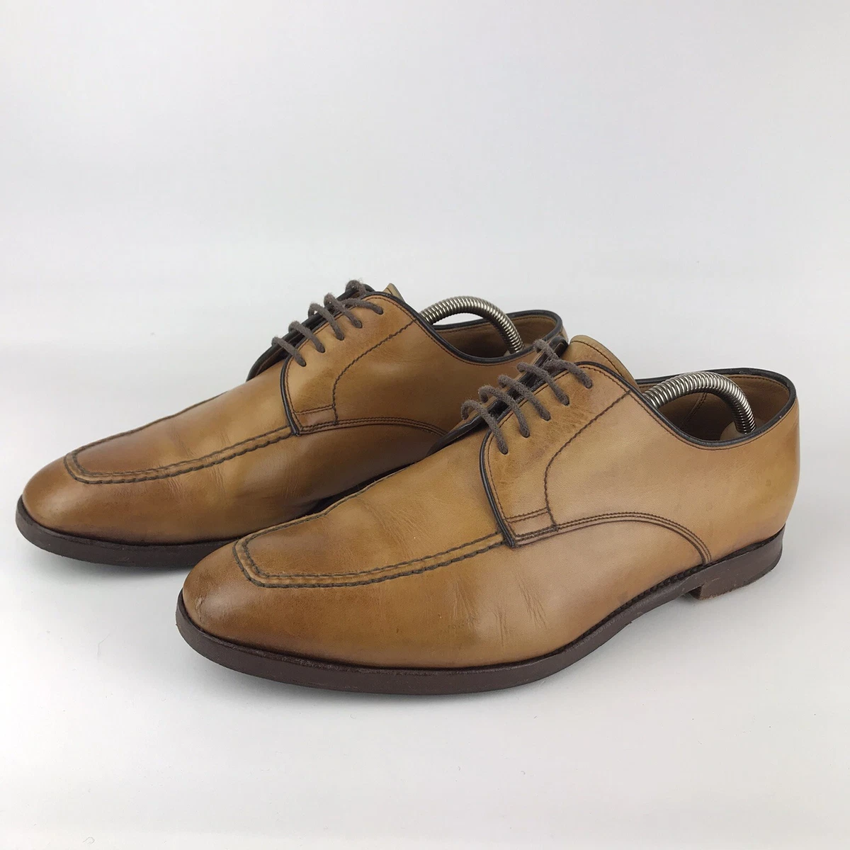 Savile Row By Barker Derby Tan Leather Shoes Men s UK Size 8 Formal Lace Up