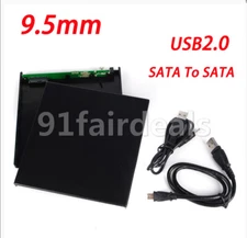US 9.5mm USB 2.0 SATA to SATA External Optical Drive Case CD DVD-ROM Enclosure