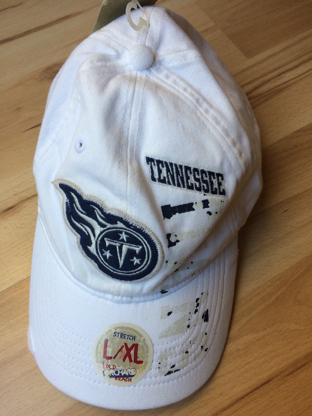 white distressed hat