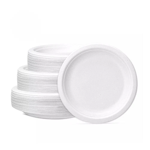 Bagasse Paper Plates Recyclable Super Rigid Strong Biodegradable For Party BBQ