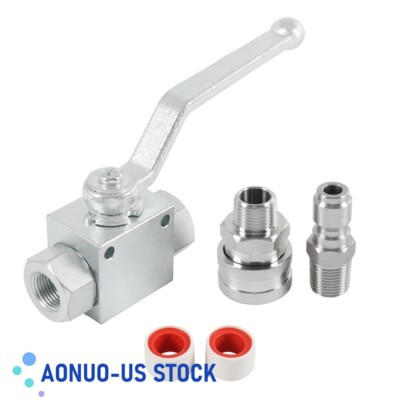 #ad NEW Steel High Pressure Washer Ball Valve Quick Connect 4500 PSI Kit 3 8 Inch $23.97