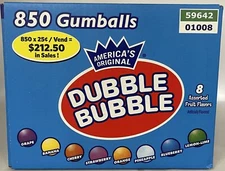 Dubble Bubble Chewing Bubble Gum 850 Count Bulk Vending 1" Assorted Gumballs