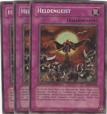 Yu Gi Oh! 22 Heldengeist DPK-DESE3 Limitierte Auflage Foil 3 Karten !