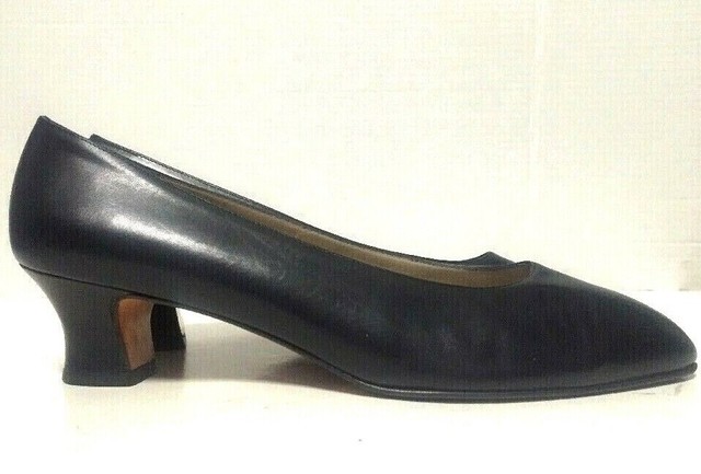 navy leather high heels