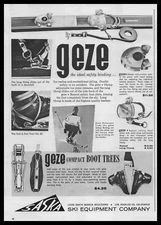 1964 Saska Ski Equipment Los Angles California Geze Snow Skis Vintage Print Ad