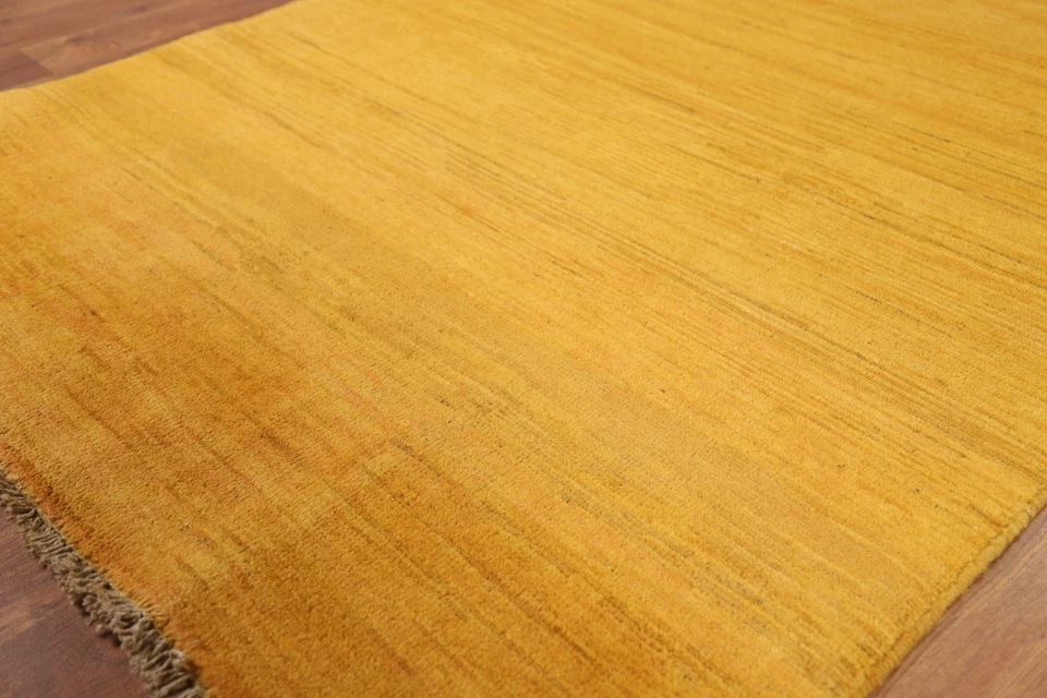 Прочный современный шерстяной ковер Gabbeh однотонный дизайн - сделан на долгий срок! 3x4 фута - Изображение 4 из 4