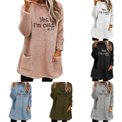 Womens Top Sweatshirt Hoodie Fleece Pullover Lined Warm - Main Image