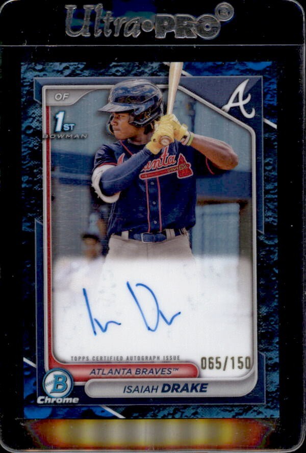 2024 Bowman #CPA-ID Isaiah Drake BLUE LUNAR Chrome Refractor Auto 65/150 - BK1