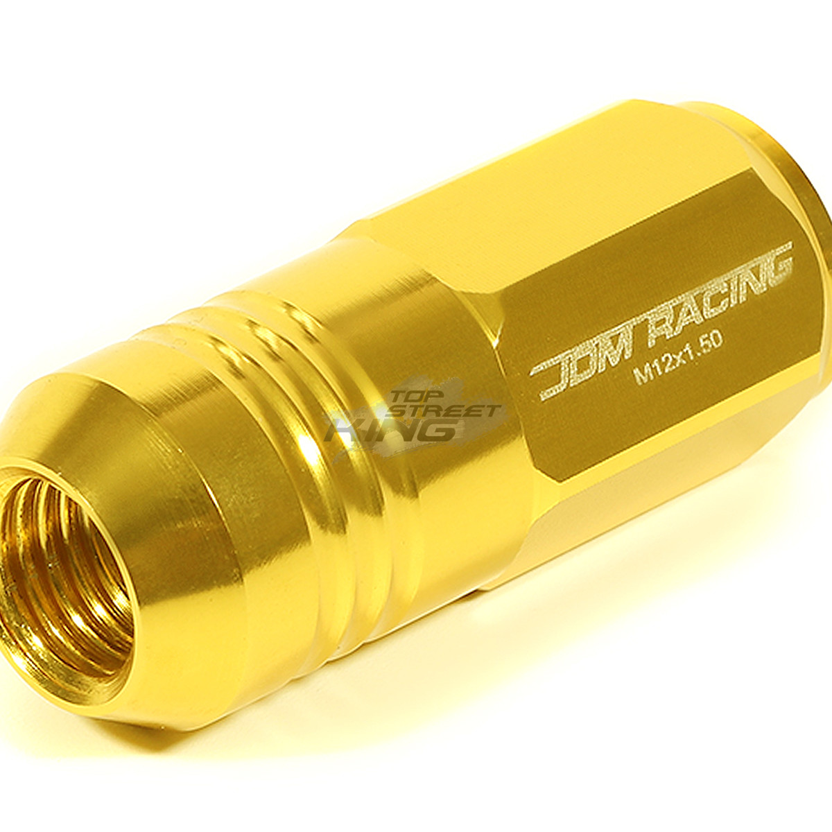 JDM ALUMINUM GOLD M12X1.5 20MM OD CLOSED-END 50MM LUG NUTS 20PCS/SET+ADAPTER