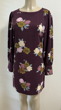 Loft Size 4 Burgundy Floral Log Sleeve Shift Dress