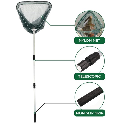 Landing Net Telescopic Folding Fishing Pole Extending Fly Trout Carp Course Sea - Picture 2 of 9