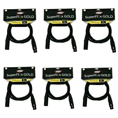 6 SuperFlex Gold Quality XLR Microphone Patch Cables 5 ft  Male to Female