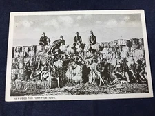 W3-55 VINTAGE MILITARY POST CARD - HAY USED FOR FORTIFICATION - ARMY YMCA