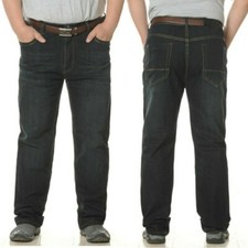 Uomo Vestibilità Comoda Jean Oversize Pantaloni Denim Vintage Cuffless da Lavoro