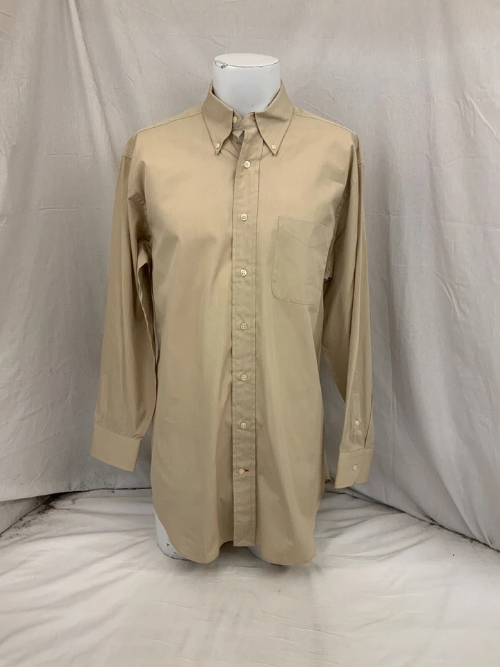 Рубашка Daniel Cremieux Collection Stanley 16 34 L желтовато-коричневая 100% хлопок YGI N2-677 - Изображение 2 из 4