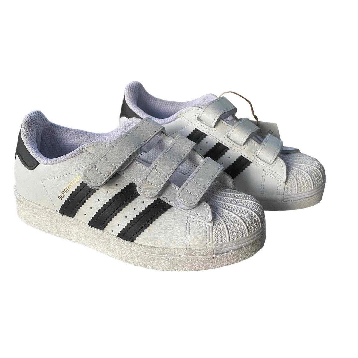 Adidas Superstar CF 3 Straps Sneakers White Black Unisex Kids Size