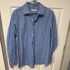 Michael Kors Dress Shirt 17 34/35 Regular Fit Men's Long Sleeve Button Up Blue
