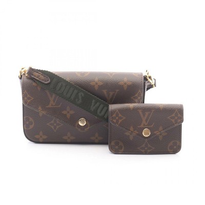 Louis Vuitton Multy Pochte Félicie Monogram Shoulder Bag Brown Green M80091
