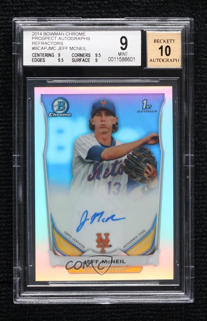 2014 Bowman Chrome Prospect Refractor 91/500 Jeff McNeil BGS 9 MINT Auto 6g2