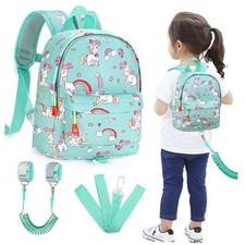 Toddler Backpack Leash, Cute Baby Backpacks with Anti Cyan/Unicorn, Green Link