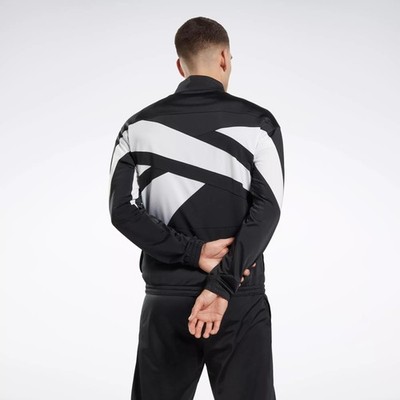 Reebok Mens Regular fit Track Jacket Coat Size M Black Solid MSRP $50 Black