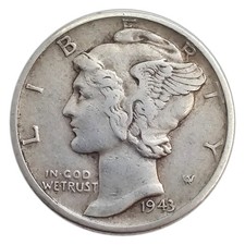 1943-d Mercury Dime Vf Very Fine 90 Silver 1943-d Mercury Dime Vf Very Fine 90 Silver