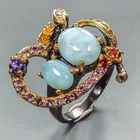 Unique Design Natural Larimar Ring 925 Sterling Silver Size 6.25 /R446084