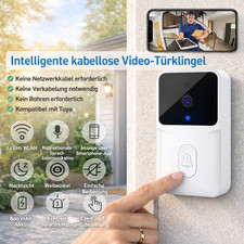 Türklingel Funkklingel mit Kamera Video Nachtsicht kabellos WLAN Weiß