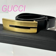 GUCCI Leather Belt 70/28 036・2194・1346・8 Black Gold Belt 0058321b