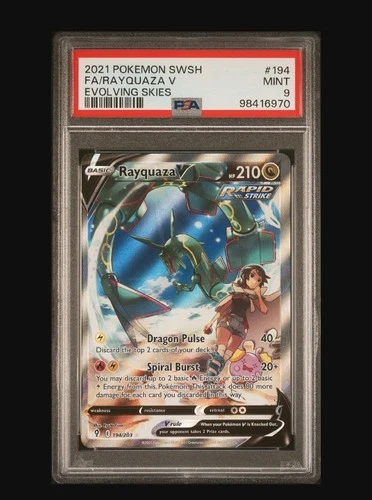 2021 POKEMON EVOLVING SKIES RAYQUAZA V FULL ART #194 PSA 9!