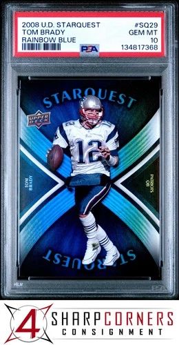 2008 UPPER DECK STARQUEST RAINBOW BLUE #SQ29 TOM BRADY PSA 10
