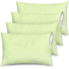 Ultra Soft Pillow Protectors with Zipper Queen Size - Pack of 4 , Sage