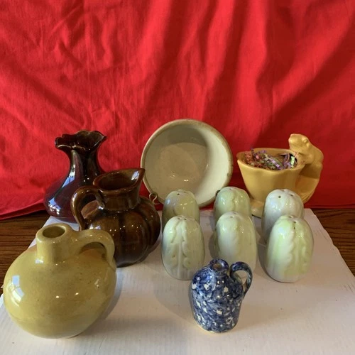 Vintage LOT Collectibles Pottery, USA,Van Briggle, Cabbage, Frog, Thulin, Jug
