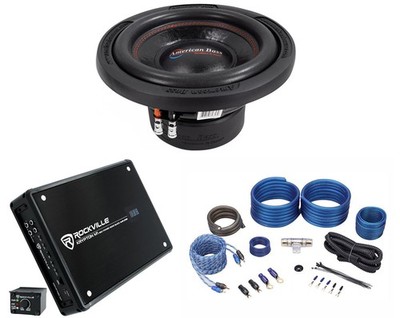 American Bass XD-1022 900w 10'' Car Audio Subwoofer Sub+Mono Amplifier+Amp Kit