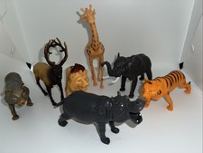 Vintage Greenbrier International Safari Zoo Animals Plastic Lot Of 7 Lion Tiger