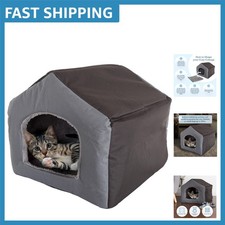 Stylish Indoor Pet House with Removable Sherpa Pad - For Cats and Small Dogs