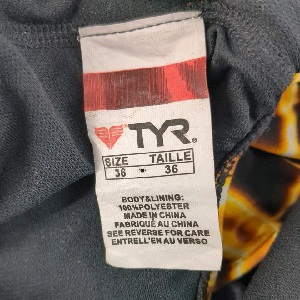 TYR Durafast One-Piece Swimsuit Yellow Brown Black Womens Size 36 - Image 4 of 4