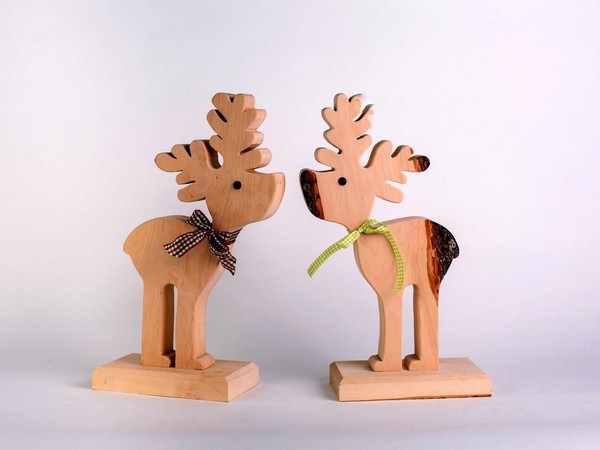 "Elch \" Rudi\" 30 Cm Natur, Elch Holz Deko Weihnachten Advent"-image