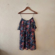 Forever 21 geometric print chiffon mini dress spaghetti strap Sz medium