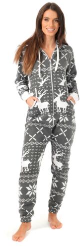 Ladies Adult 1Onesie Pajamas Women Fleece Hooded One Piece Jumpsuits Zipper Pjs - Picture 36 of 43