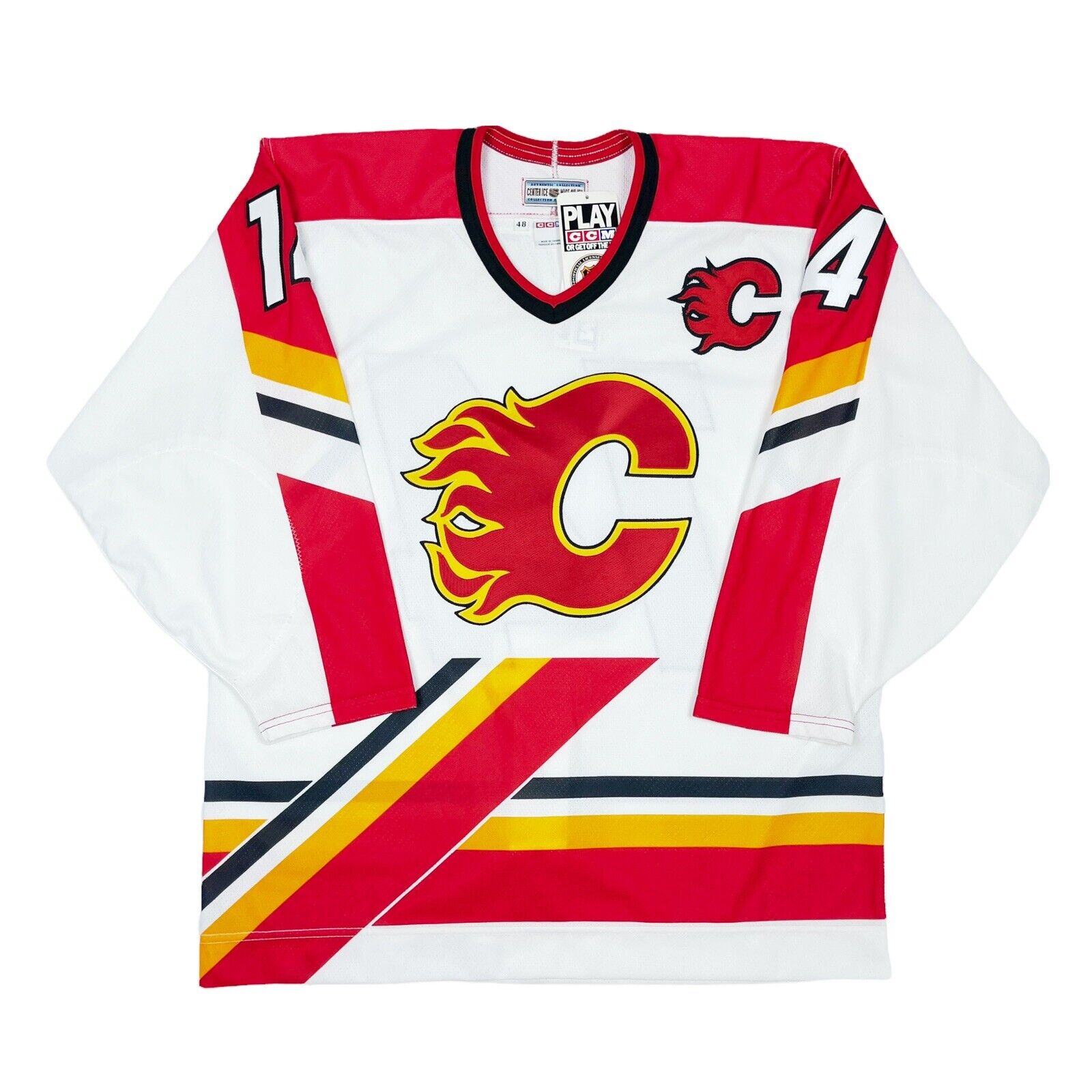 THEO FLEURY CALGARY FLAMES CCM ORIGINAL REPLICA JERSEY LARGE NEW