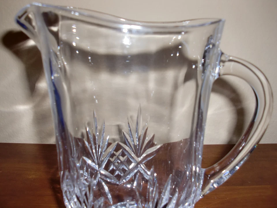 BOHEMIA CZECH REPUBLIC HEAVY 24% HAND CUT CLEAR CRYSTAL PITCHER JUG 7.5"T RARE! - Image 3 of 4