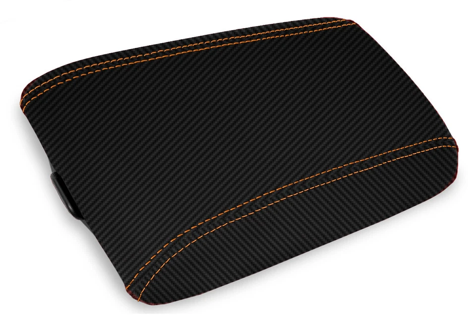 Fits 2004-2006 Pontiac GTO Carbon Fiber Console Lid Armrest Cover Orange Stitch Foto 3 de 4