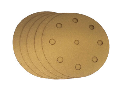5 Inch X 9 Hole Gold Hook and Loop Grip Sanding Discs (50 Pack, 180 Grit)