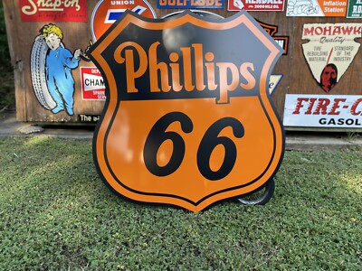 Antique Vintage Old Style Phillips 66 Gas Oil 39  Sign!