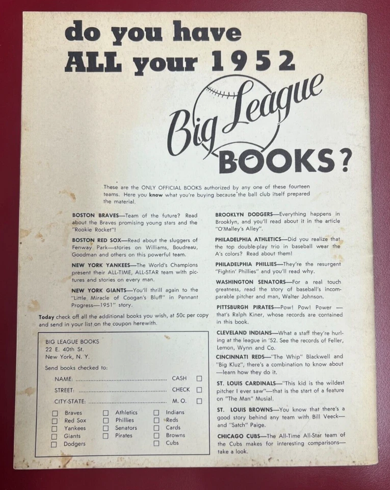 1952 Washington Senators/Nationals MLB Year Book VTG Presidential Special WOW! - Image 3 of 3
