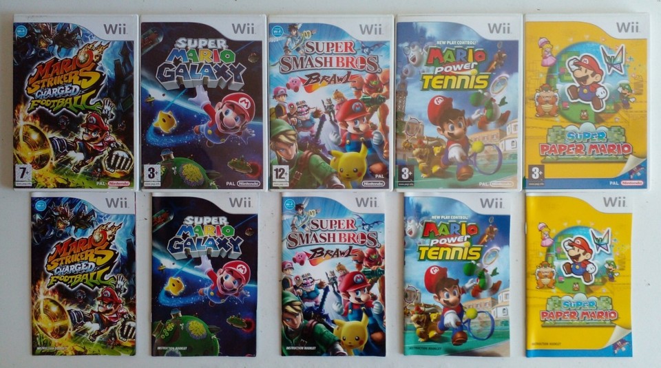 Nintendo Wii Games Super Smash Bros Mario Kart Wii & Wheel Mario