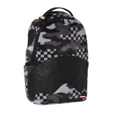 Sprayground Sharks In Paris Backpack Faux Fur Grey Camo Checkered Books Bag New