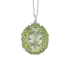 Green Amethyst Peridot Pendant 925 Sterling Silver Natural Gemstone Jewelry Gift