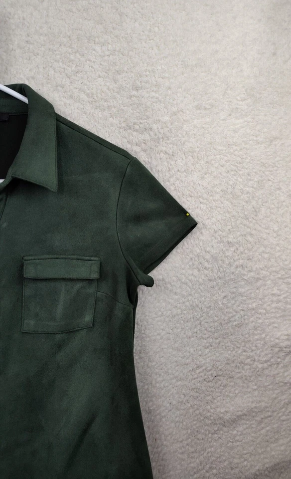 Spense женщин платье 4 зеленый поли смесь коротким рукавом воротник Snap вниз колена длины - Изображение 3 из 4